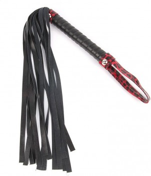 Черный флоггер с черно-красной ручкой Notabu - 49 см.