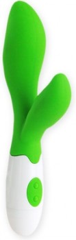 Зеленый вибратор Owen с клиторальным отростком - 20 см.