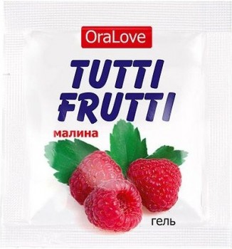 Пробник гель-смазки Tutti-frutti с малиновым вкусом - 4 гр.